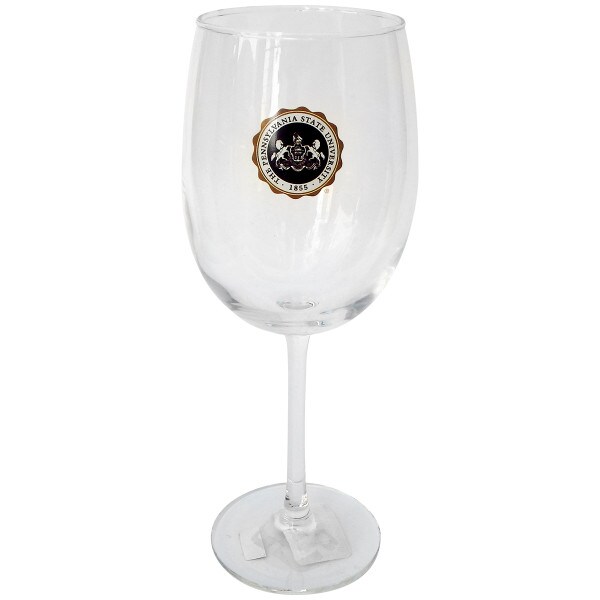 wine glass with The Pennsylvania State University Seal